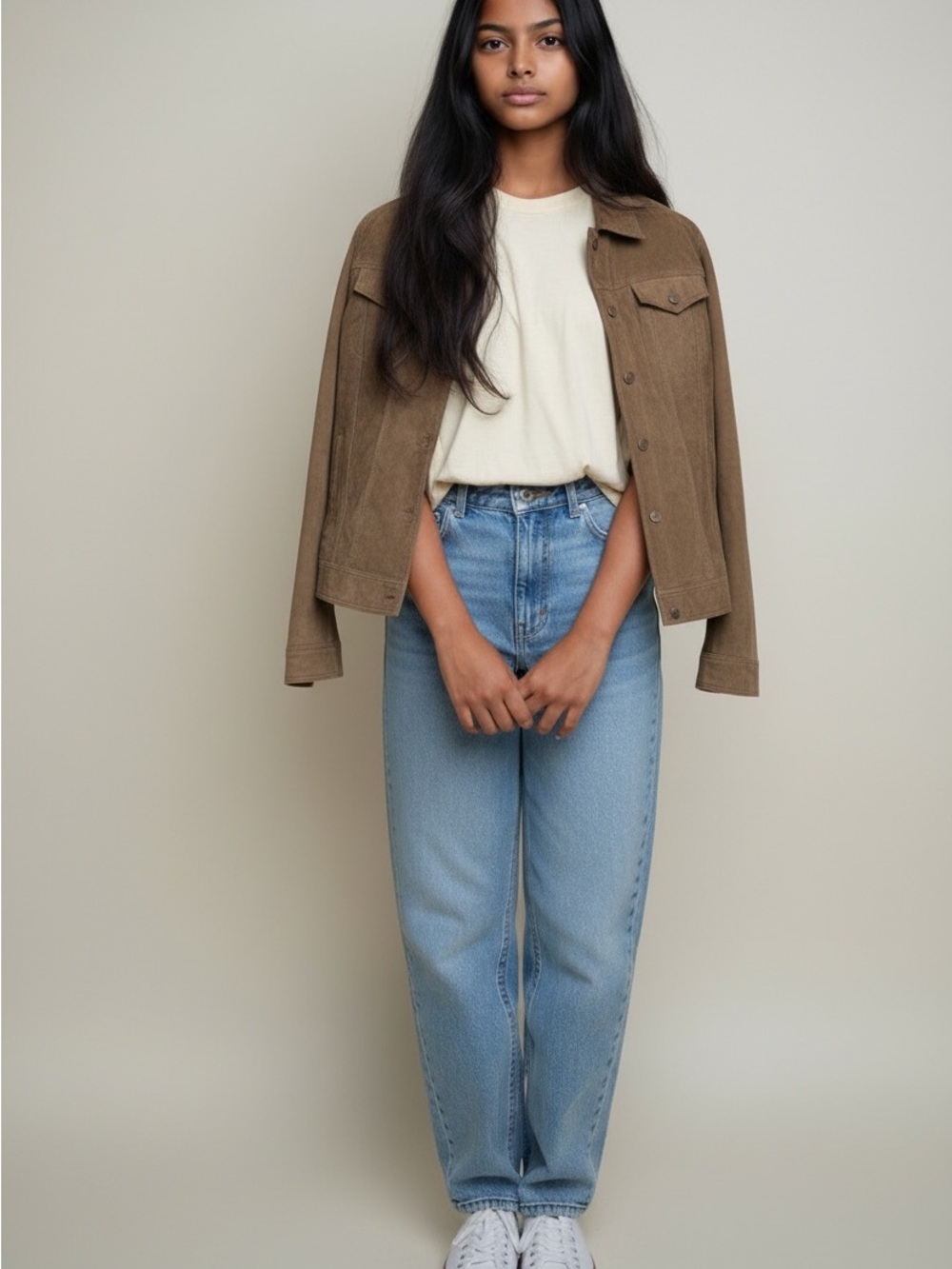 Women’s100% Suede leather Button-Front Jacket - Brown